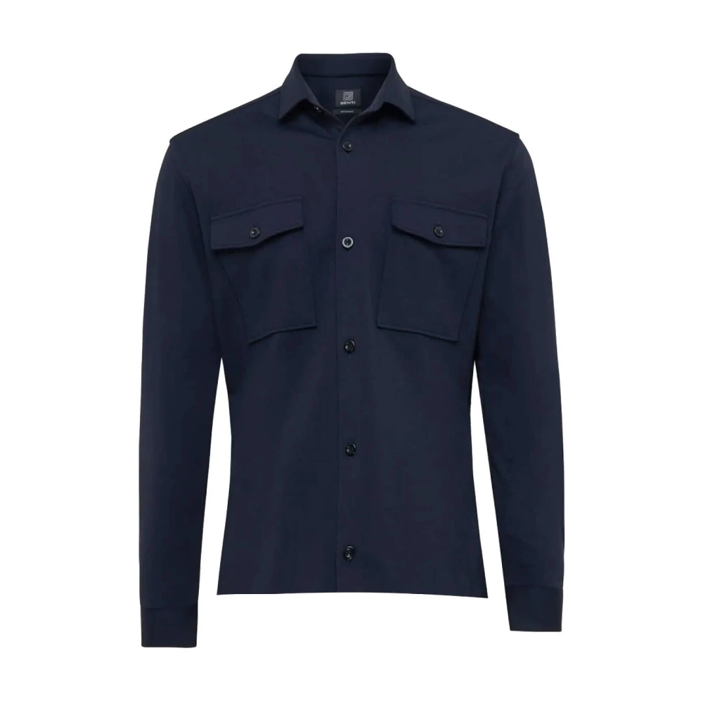 Genti Stijlvolle Overshirt Blue Heren