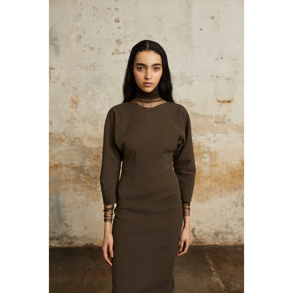 Cortana Bawa aansluitende bruine jurk Brown Dames
