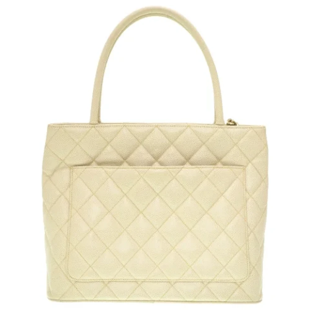 Chanel Vintage Pre-owned Leather totes Beige Dames