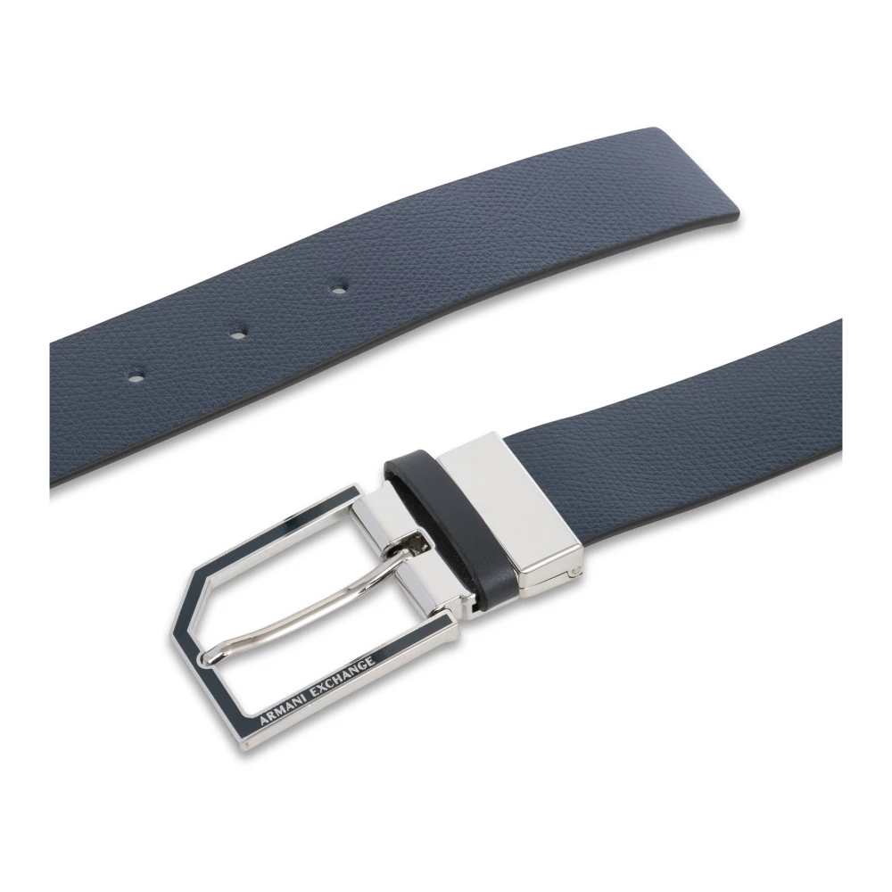 Armani Exchange Eenvoudige Gesp Riem Omkeerbaar Logo Ontwerp Blue Heren