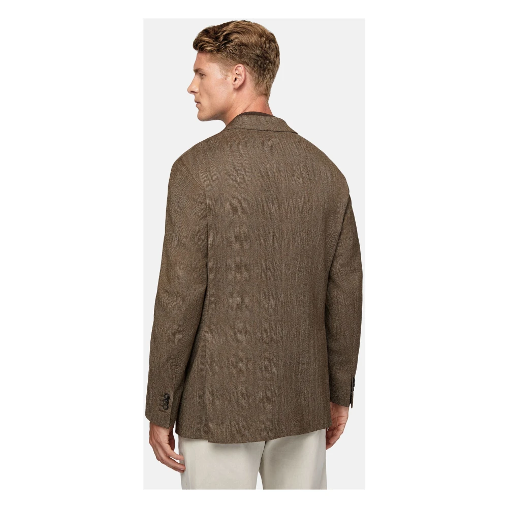 Boggi Milano Stretch Wool Jas Brown Heren