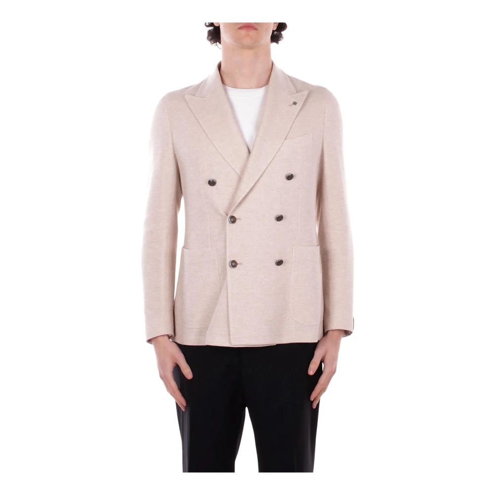 Tagliatore Men's Beige Blazers, L, Double-Breasted Jacket
