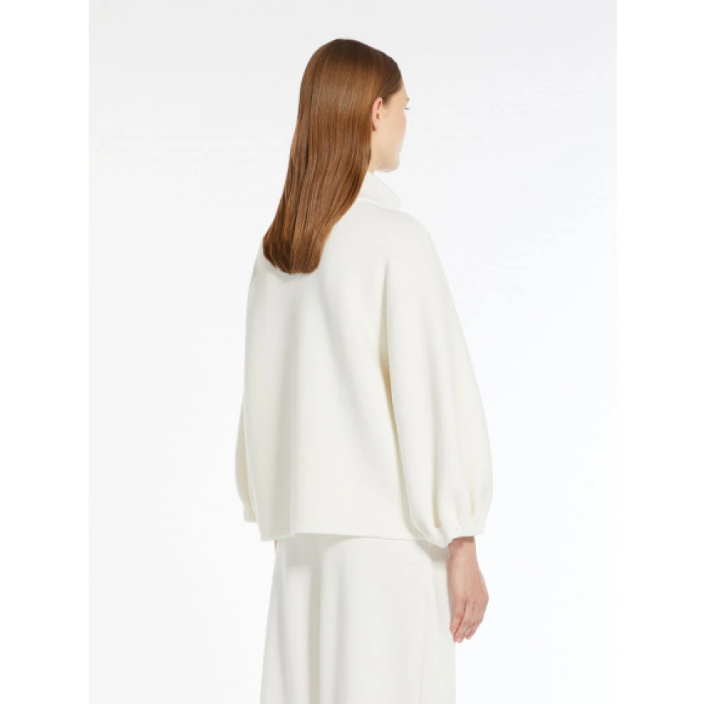 Max Mara Luxe Wollen Vest met Kimono Mouwen White Dames