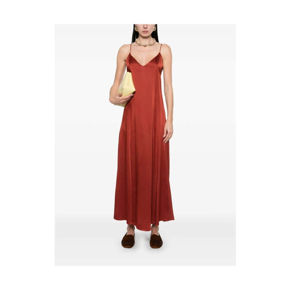 Forte Terracotta Bruine Spaghettiband Jurk met Splitten Brown Dames