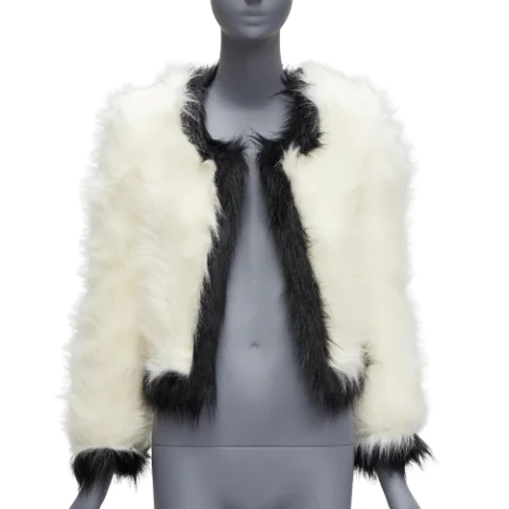 Saint Laurent Vintage Pre-owned Faux Fur outerwear White Dames