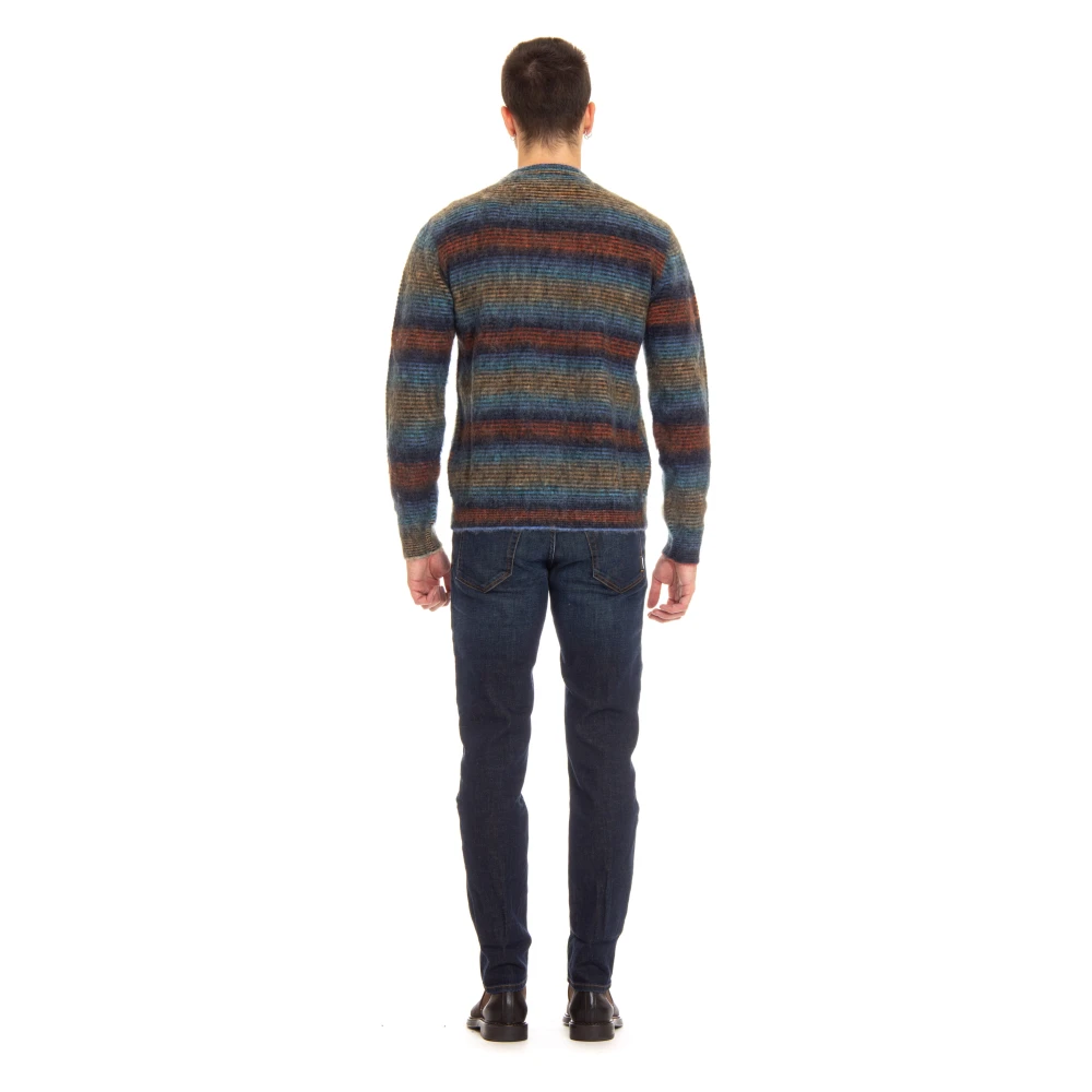 Roberto Collina Italiaanse Jacquard Sweaters Multicolor Heren