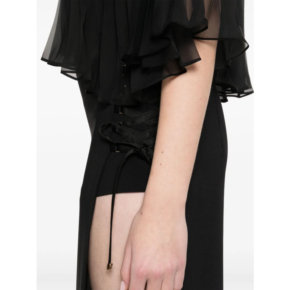 Elisabetta Franchi Zwarte Rok met Zijsplitten Black Dames
