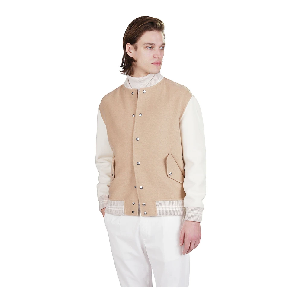 Eleventy Color Block Wol Kasjmier Bomber Brown Heren