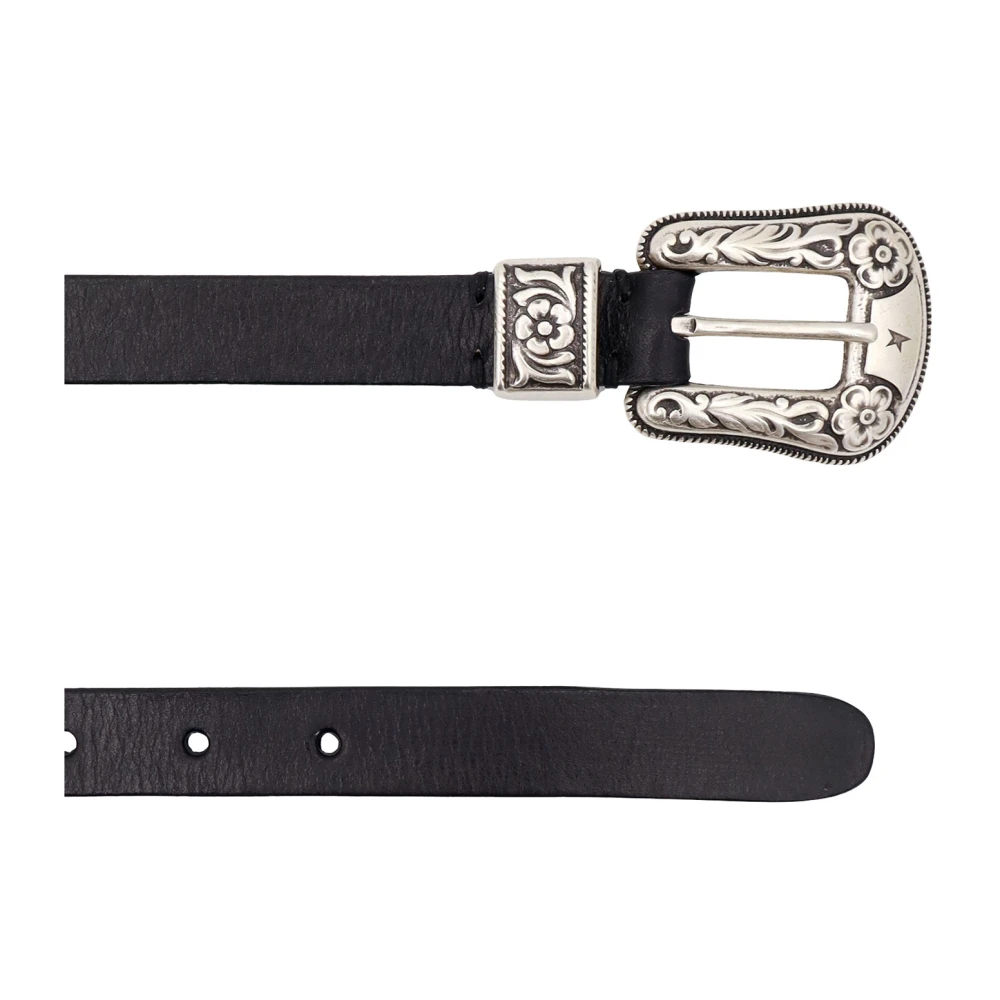 Golden Goose Leren Western Riem Black Dames