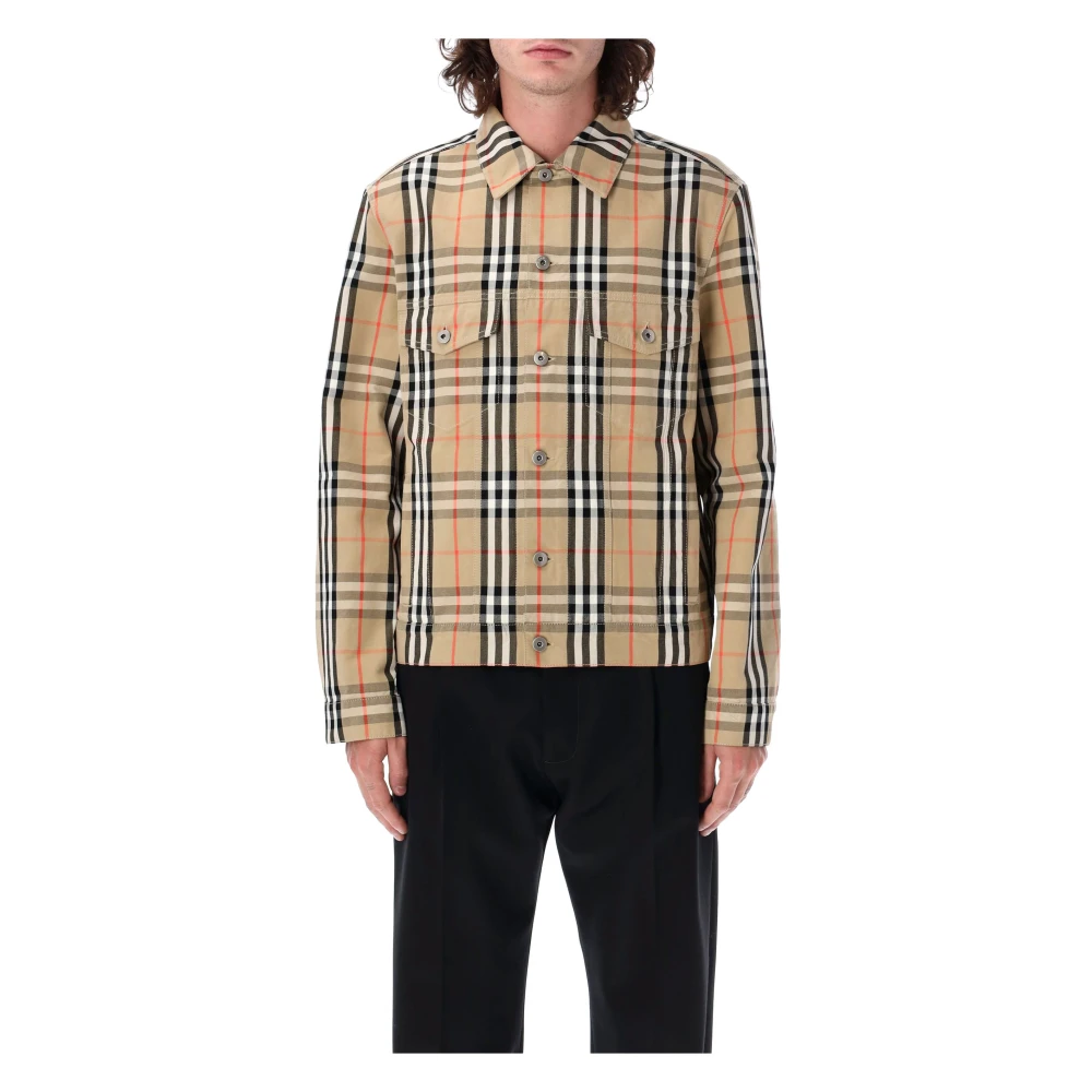 Burberry Check Canvas Jas Herenkleding Buitenkleding Multicolor Heren