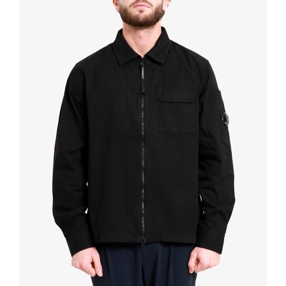 C.P. Company Zwarte Katoenen Gabardine Jas Black Heren