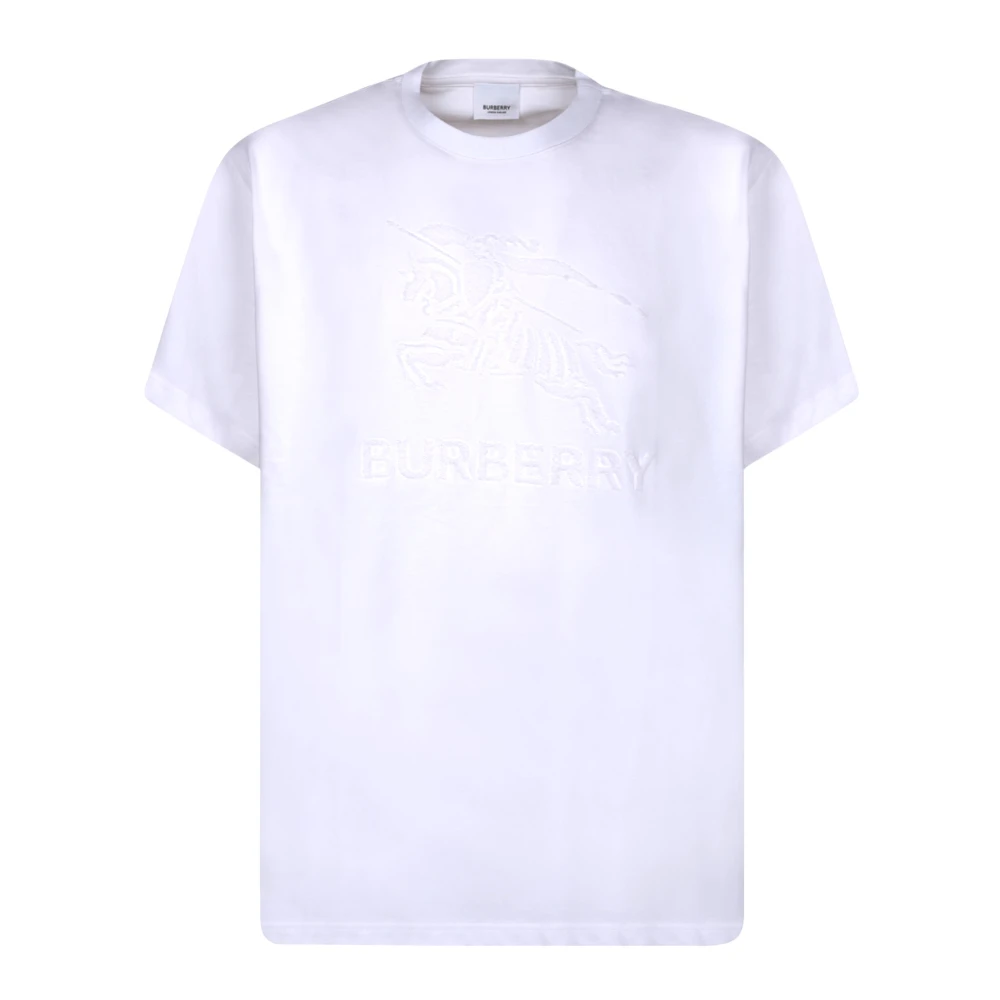 Burberry Wit Katoenen T-Shirt met Ingelegd Logo White Heren
