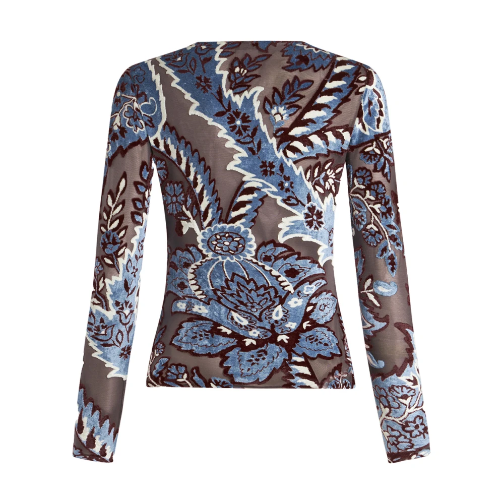 ETRO Blauwe Bloemen Paisley Velvet Top Multicolor Dames