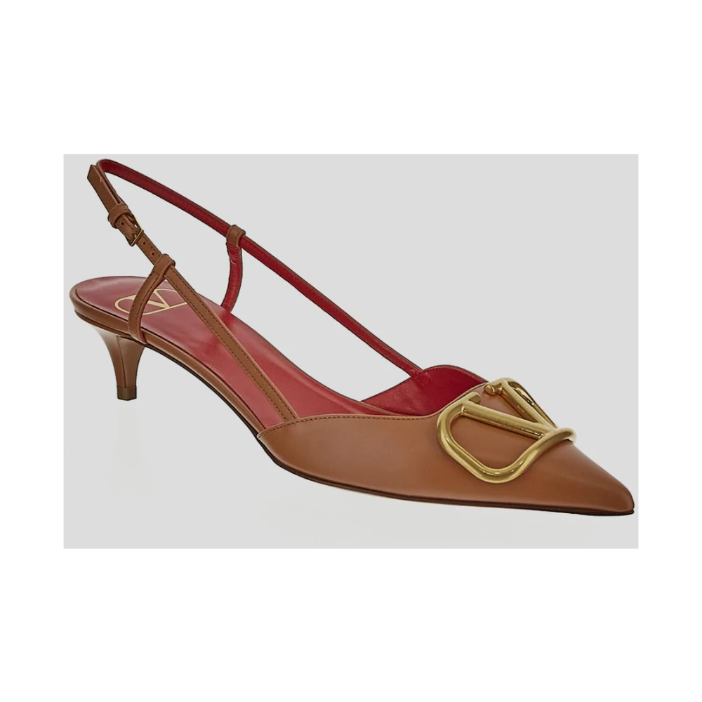 Valentino Garavani Leren Logo Schoen Brown Dames