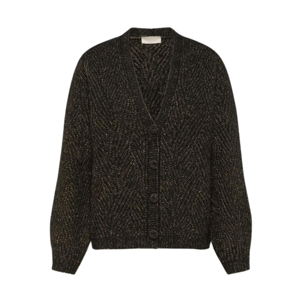 Momoni Zwarte Kantsteek Trui met Lurex Black Dames