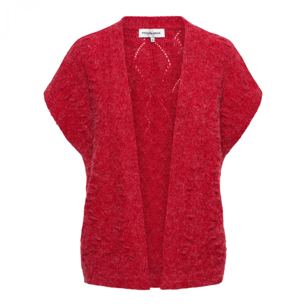 &Co Woman Rood Jacquard Gebreid Vest Red Dames