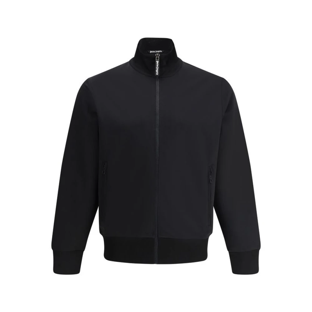 Palm Angels Zwarte jas met ritssluiting en zakken Black Heren