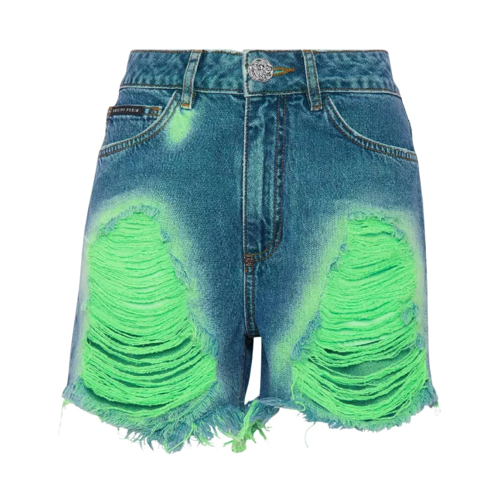 Philipp Plein Blauwe Distressed Dames Shorts Blue Dames