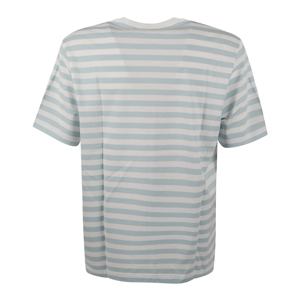 Versace Gestreept Jersey T-shirt met Geborduurd Nautisch Embleem Blue Heren