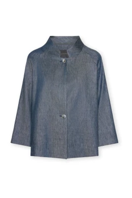 Boxig linnejacka med denim-effekt