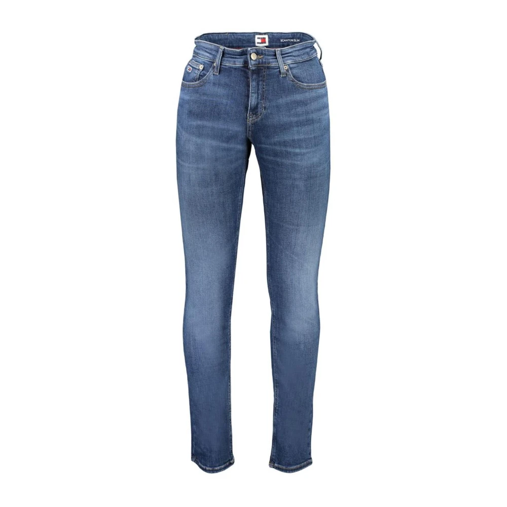 Tommy Hilfiger Men's Blue Embroidered Slim Fit Jeans With Logo