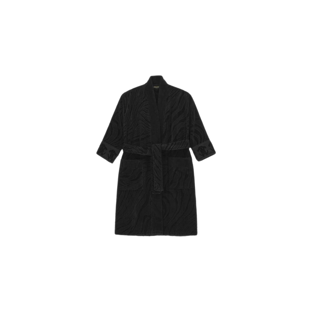 Roberto Cavalli , Robes, Female, Black, L/Xl, Animalier Crystal Snakes Bathrobe