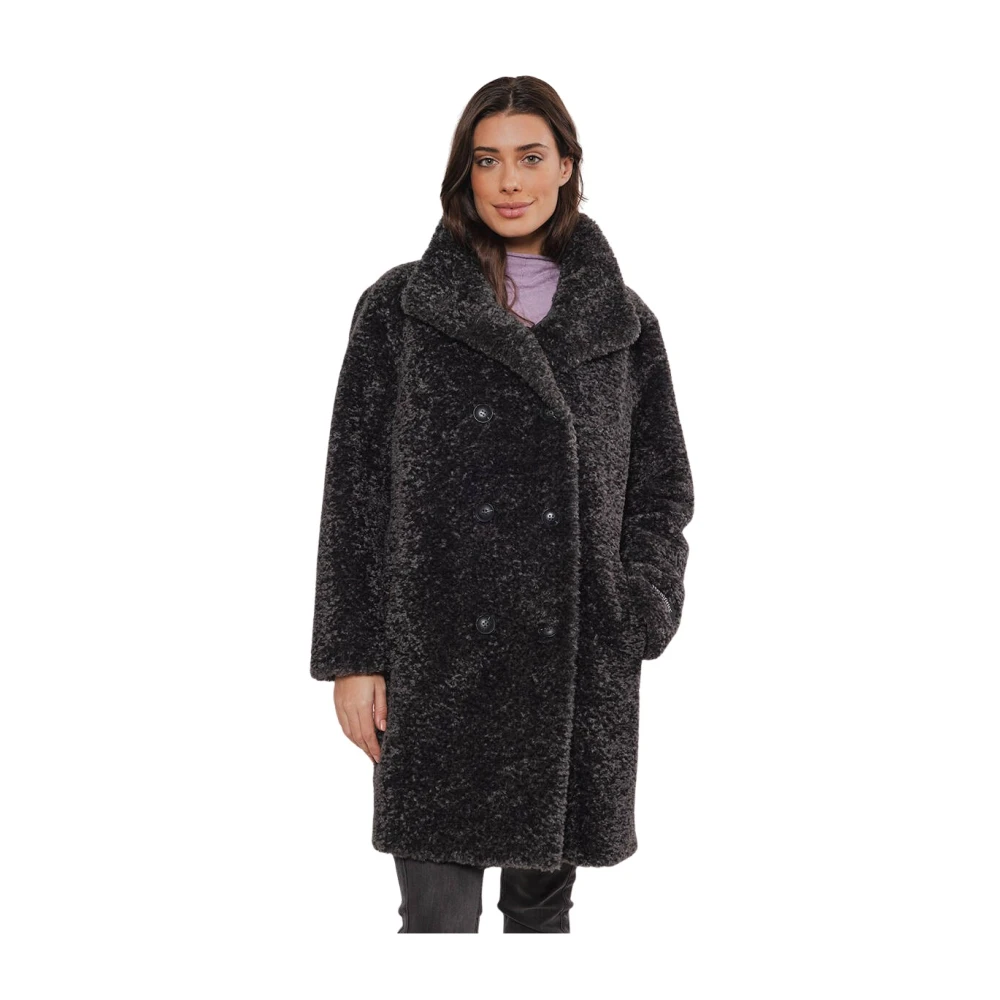 Rino&Pelle Teddy Coat Ena.7002412 Mid Long Style Gray Dames