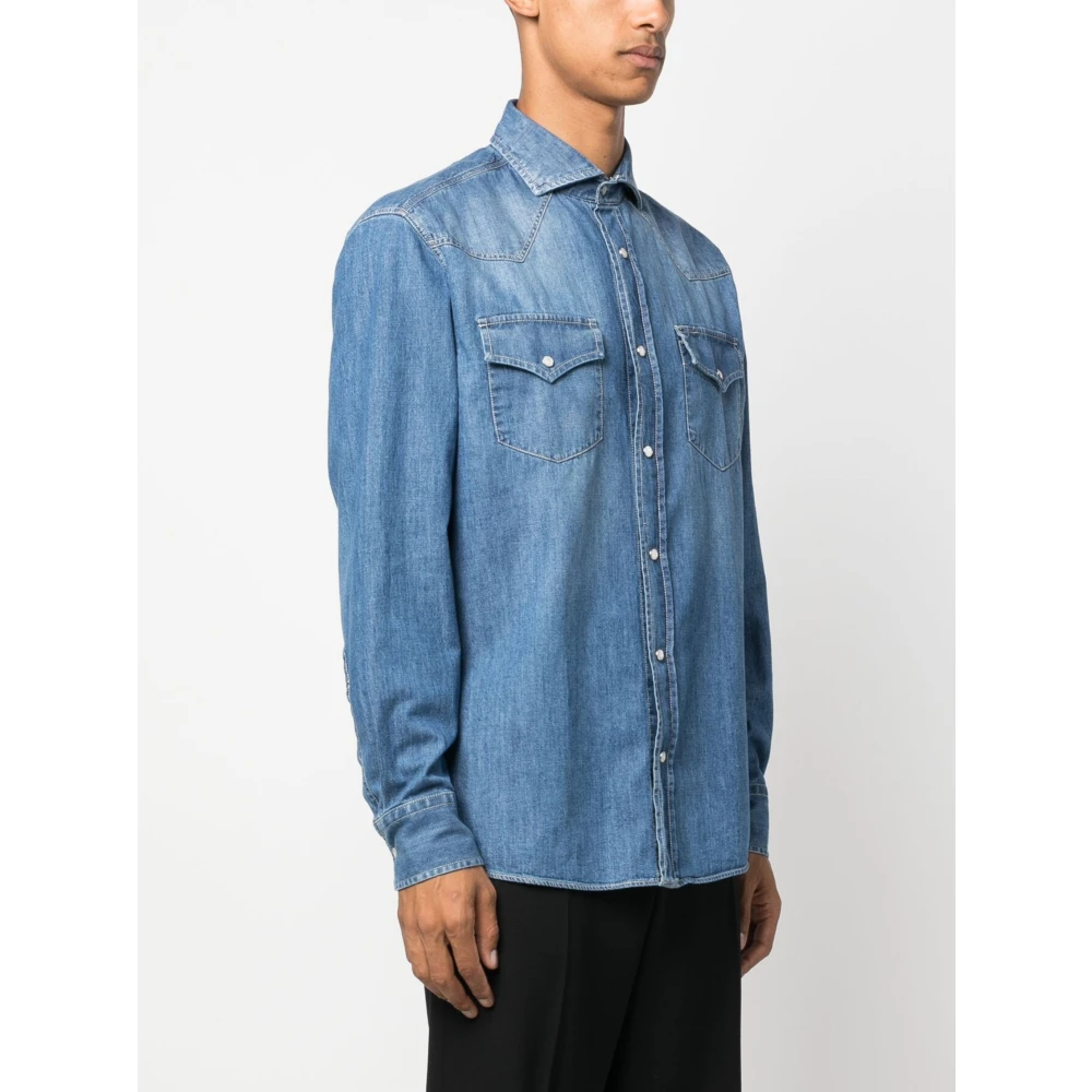 BRUNELLO CUCINELLI Stijlvolle Shirt Ccf66 Blue Heren