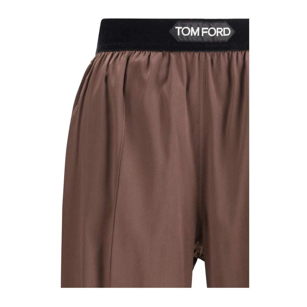Tom Ford Zijden Elastische Taillebroek Meerdere Zakken Brown Dames
