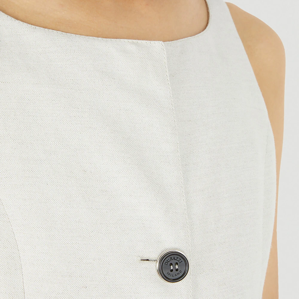 Durazzi Milano Mouwloze Linnen Top White Dames