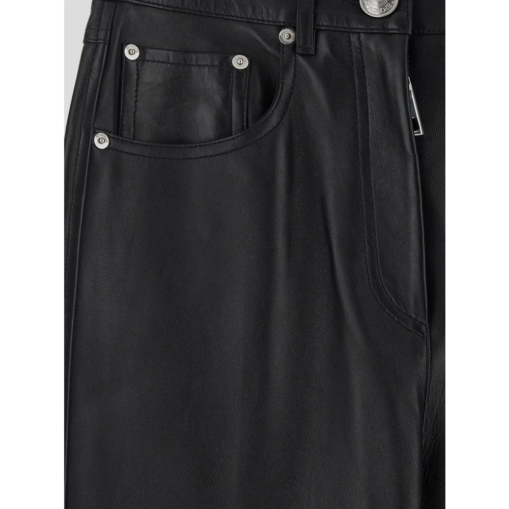 SPORTMAX Leren broek voor sportieve look Black Dames
