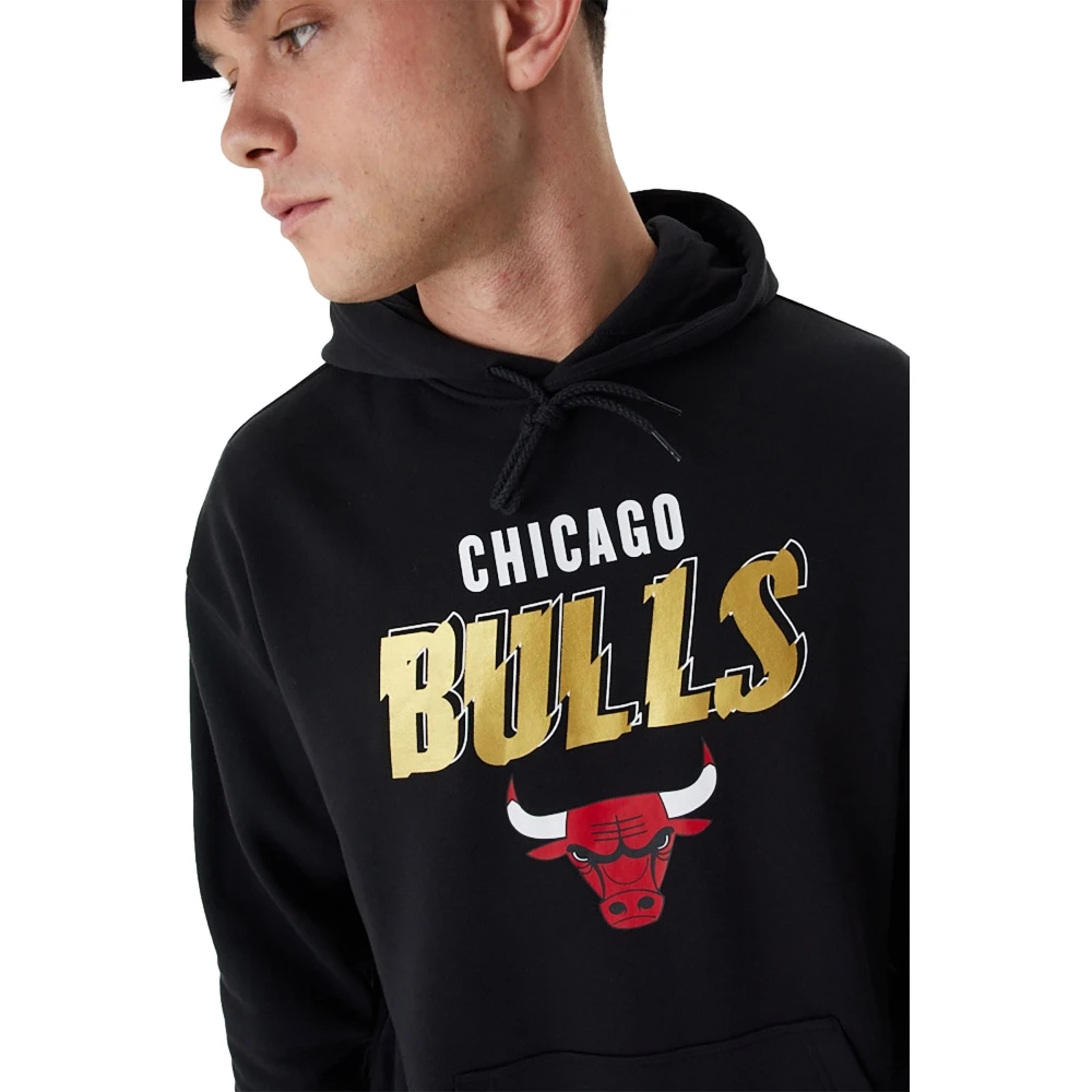 new era Zwarte Bulls Team Script Hoodie Black Heren