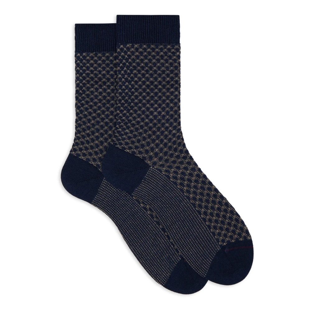 Gallo Korte blauwe sokken voor heren met tweekleurig motief Multicolor Heren