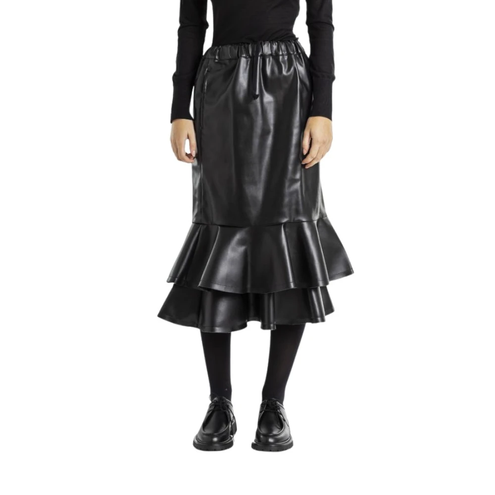 Comme des Garçons Zwarte rok van namaakleer met ruches Black Dames