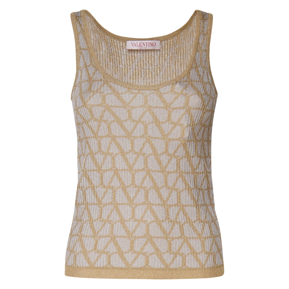 Valentino Garavani Gouden Iconograph Top Made in Italy Yellow Dames