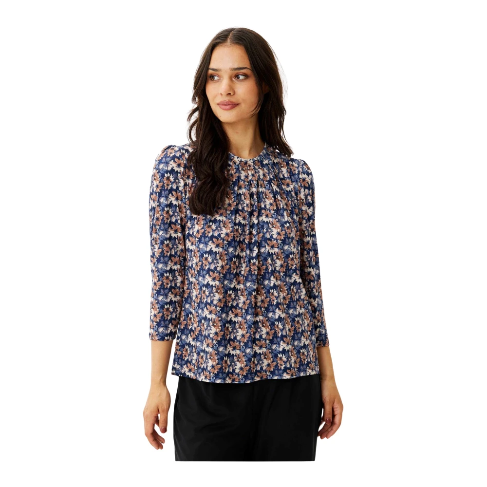 IN Front Grazia Blouse 3 4 Mouw Blauw Multicolor Dames