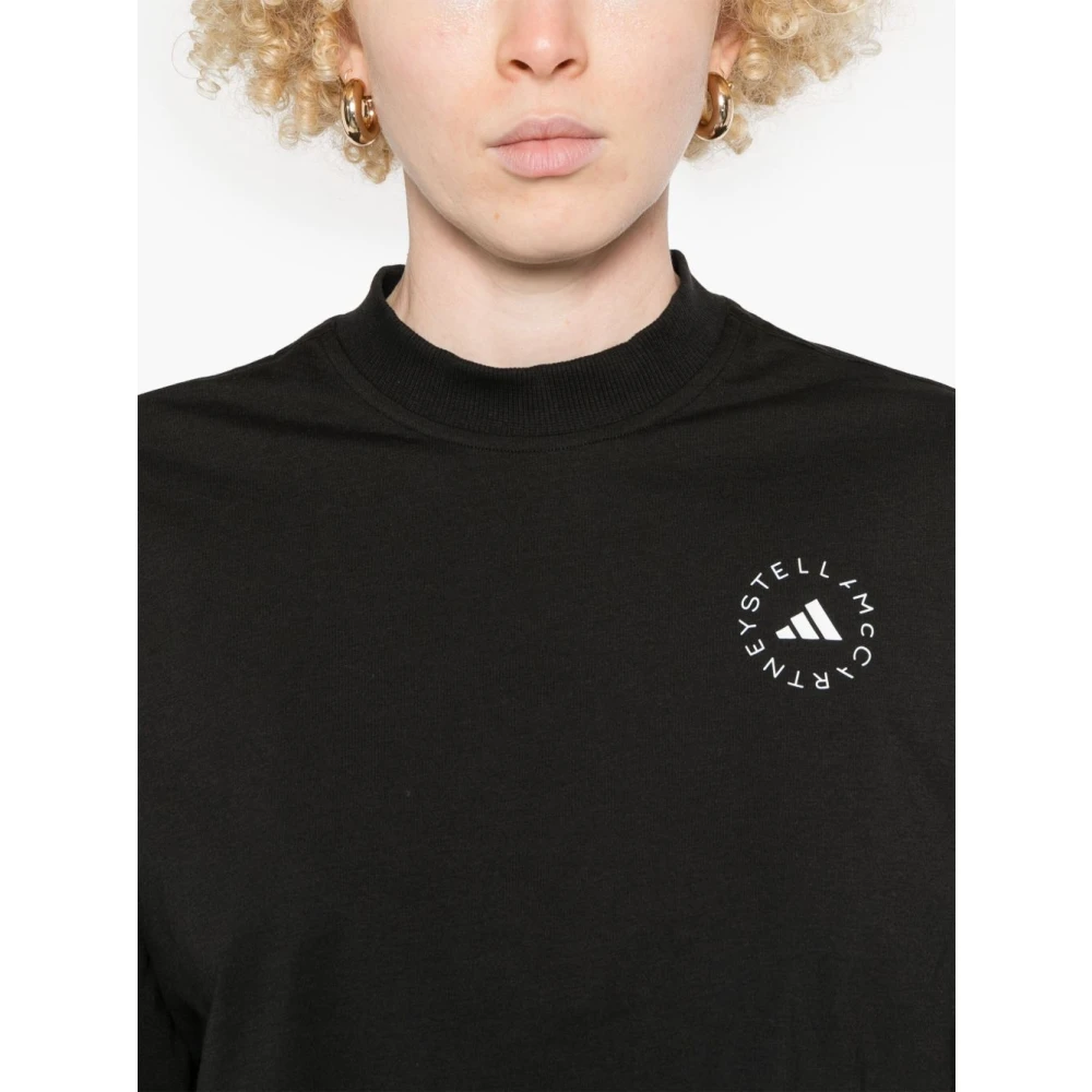 adidas by stella mccartney Logo Print T-Shirt Black Dames