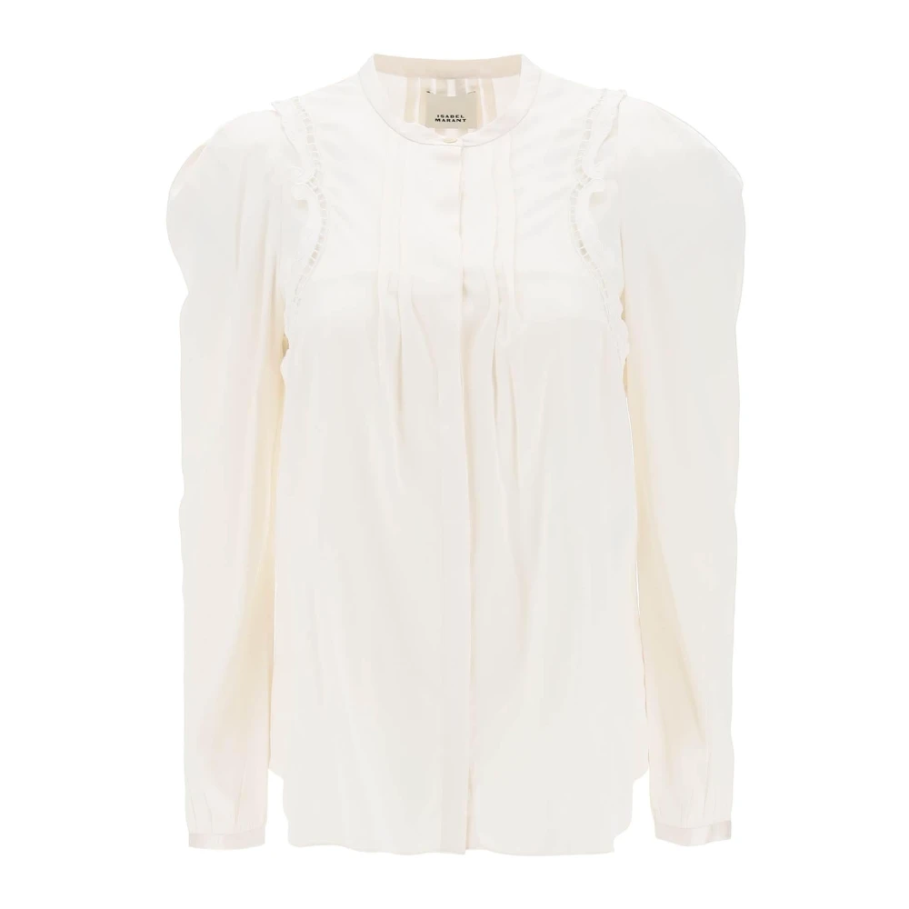 Isabel marant Satijnen blouse met uitgesneden borduursels White Dames