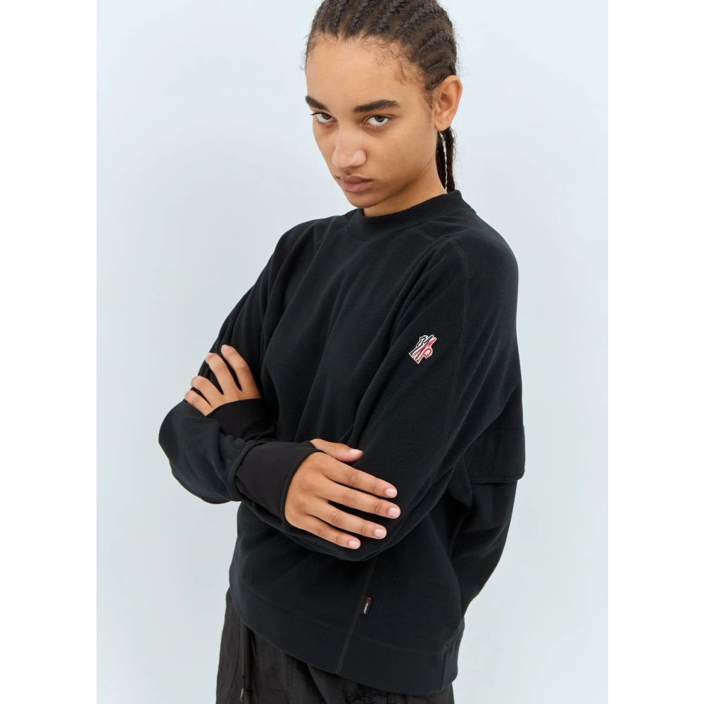 Moncler Reflecterende Logo Fleece Sweatshirt Black Dames