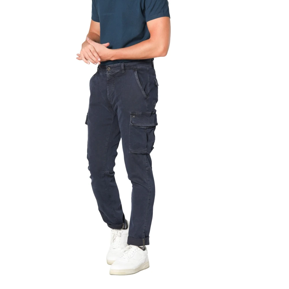 Mason's Slim Cargo Broek Chile Blauw Navy Blue Heren