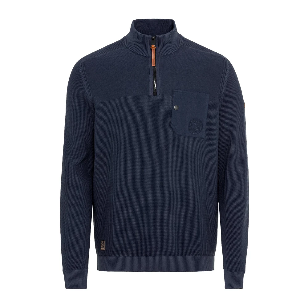 Camel active Donkerblauwe Half Zip Sweater Blue Heren