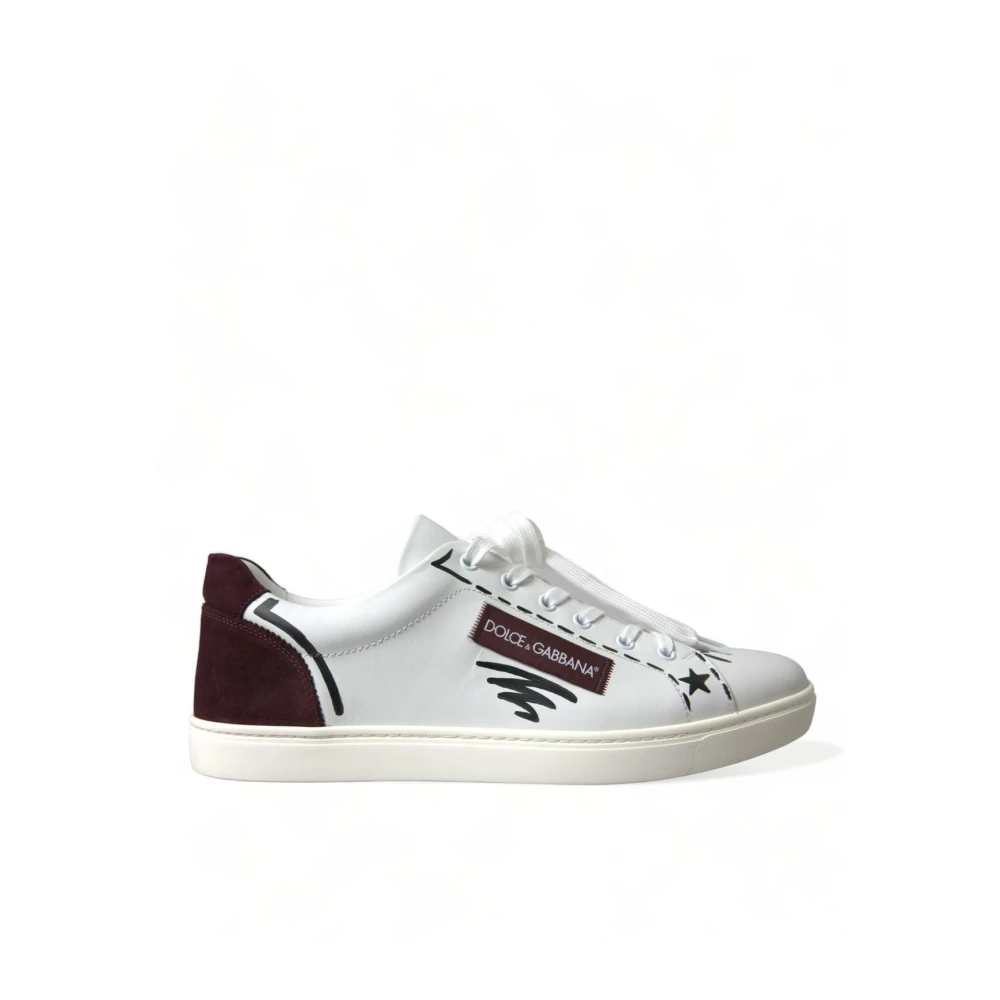 Dolce & Gabbana Witte leren sneakers met accenten Heren Schoenen