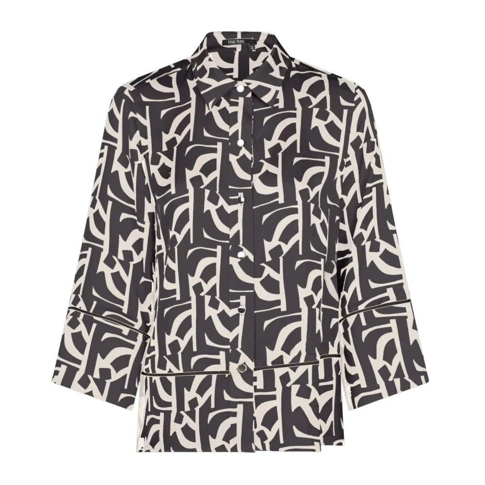 Marc Aurel Vrouw Multicolor Overhemden Dames, Veelkleurig, 2XL, Satijn, Viscose Satijnen Blouse Met Grafische Print