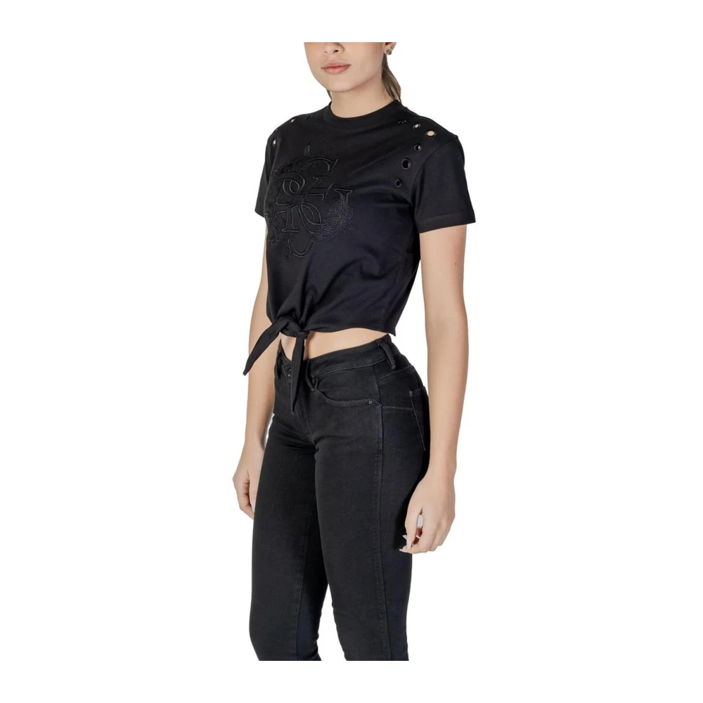 Guess Katoenen Kortemouw T-shirt Dames Collectie Black Dames