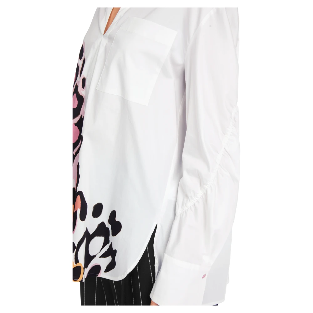 Marc Cain Blouse met vlinderprint en wijde silhouet White Dames
