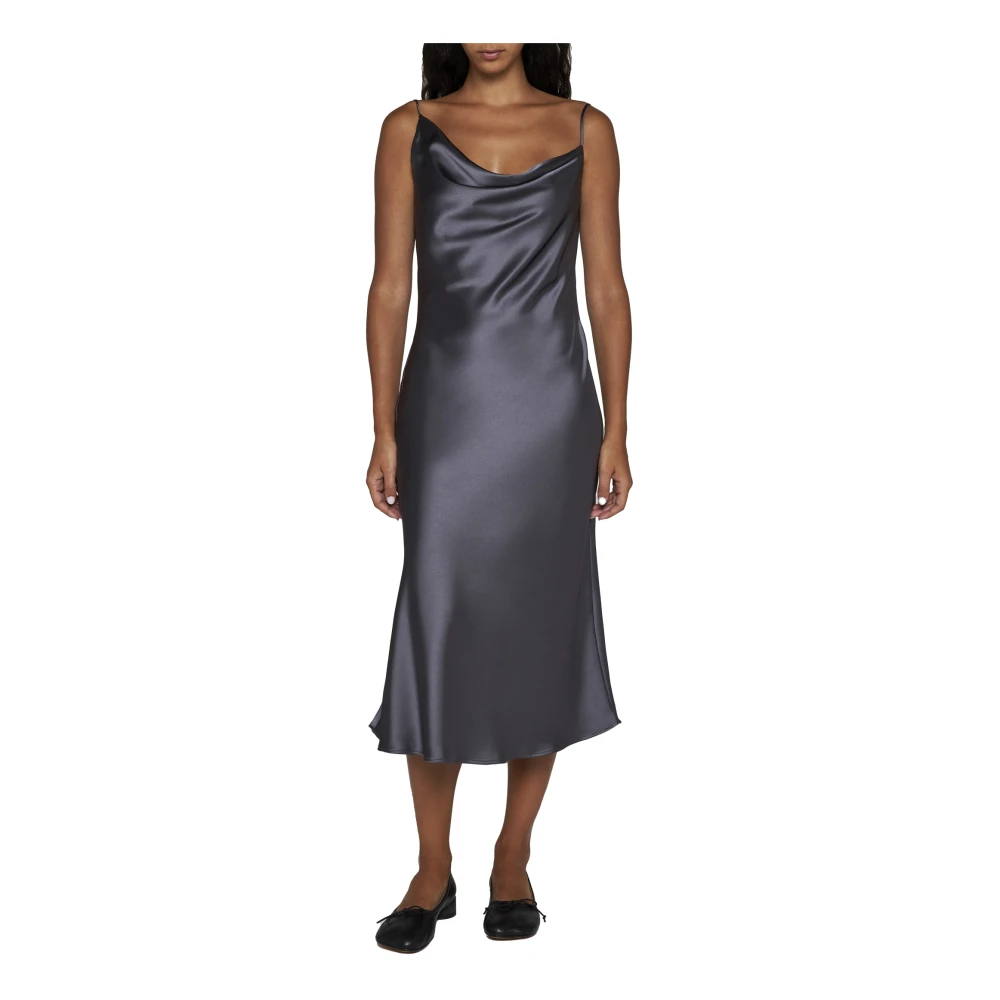 Blanca Vita Antraciet Satijnen Gedrapeerde Jurk Gray Dames