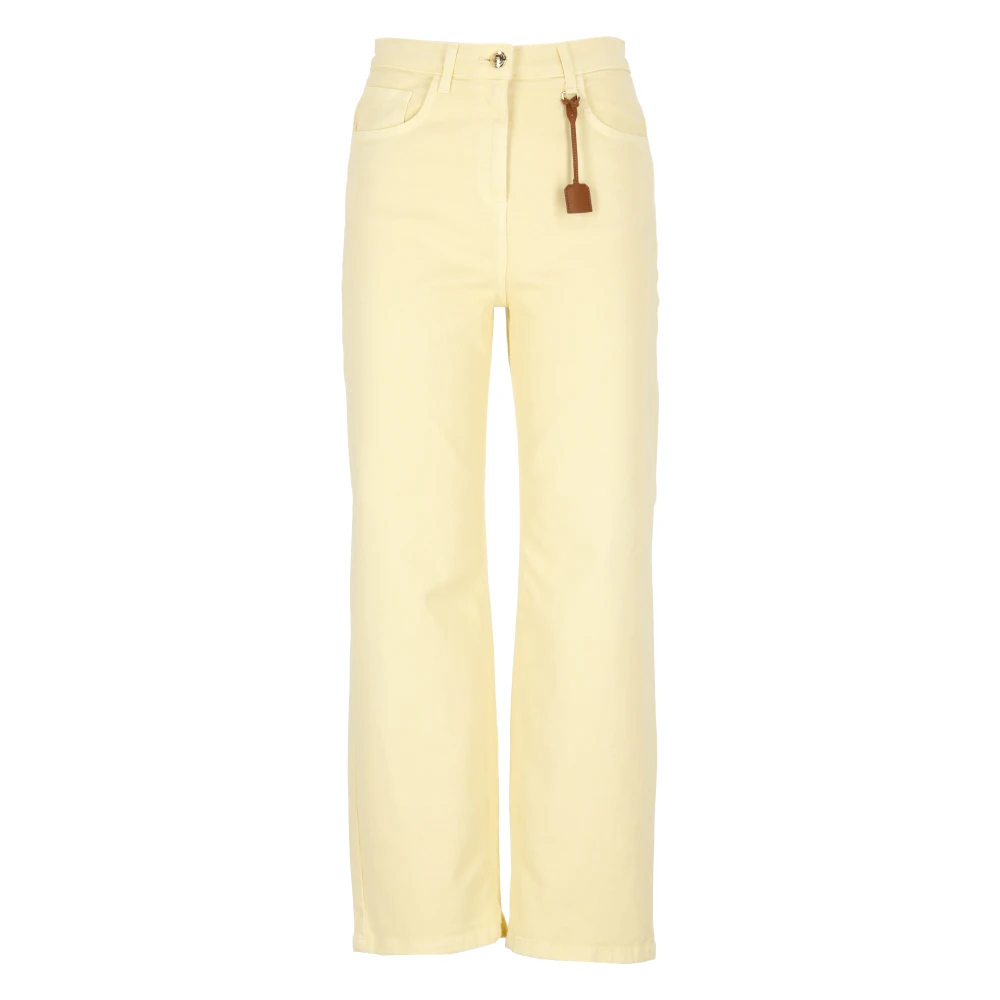 Elisabetta Franchi Gele katoenen jeans met riemlussen Yellow Dames