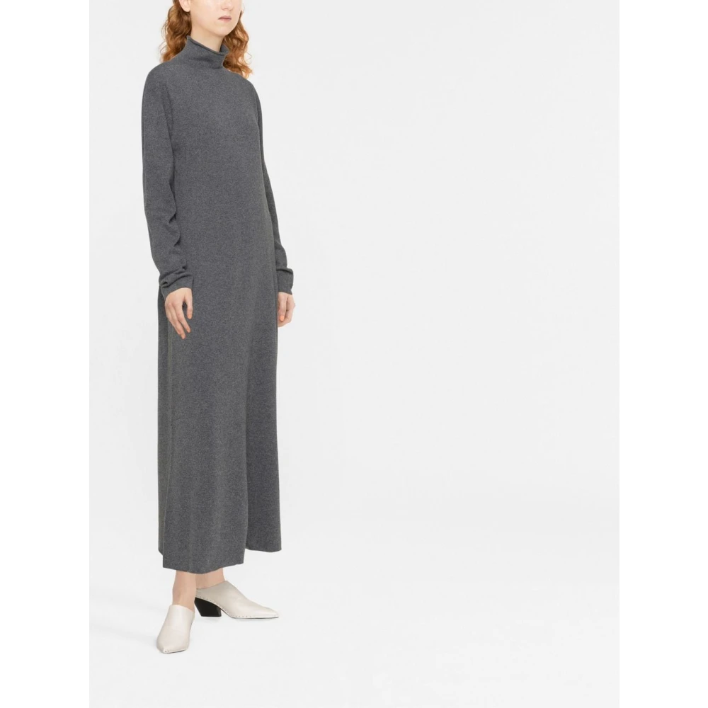 Jil Sander Kasjmier Hoge Hals Midi Jurk Gray Dames