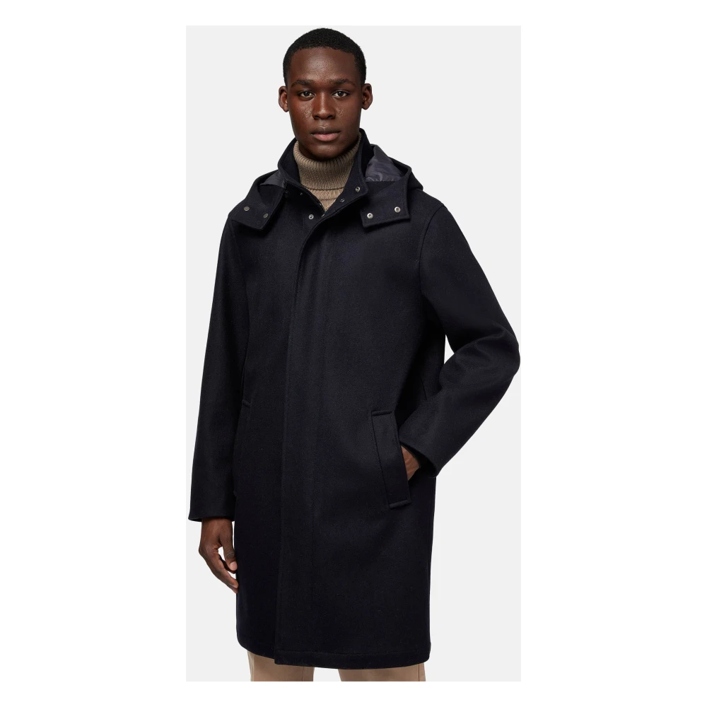 Boggi Milano Parka van Technische Wol Blue Heren