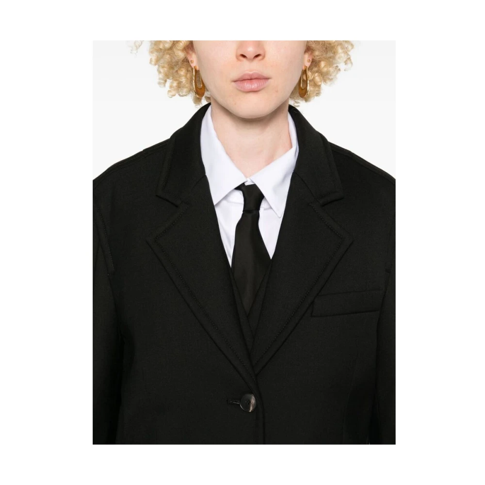 Tela Zwarte Wollen Jas Black Dames